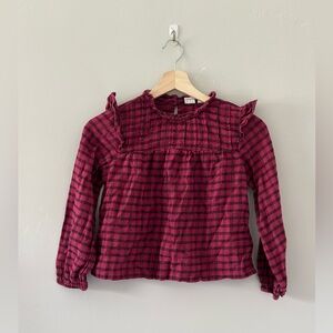 GEUC Kids Girls Size Medium Pink Plaid Long Sleeve Flannel Shirt